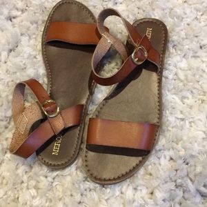 Faux leather sandals